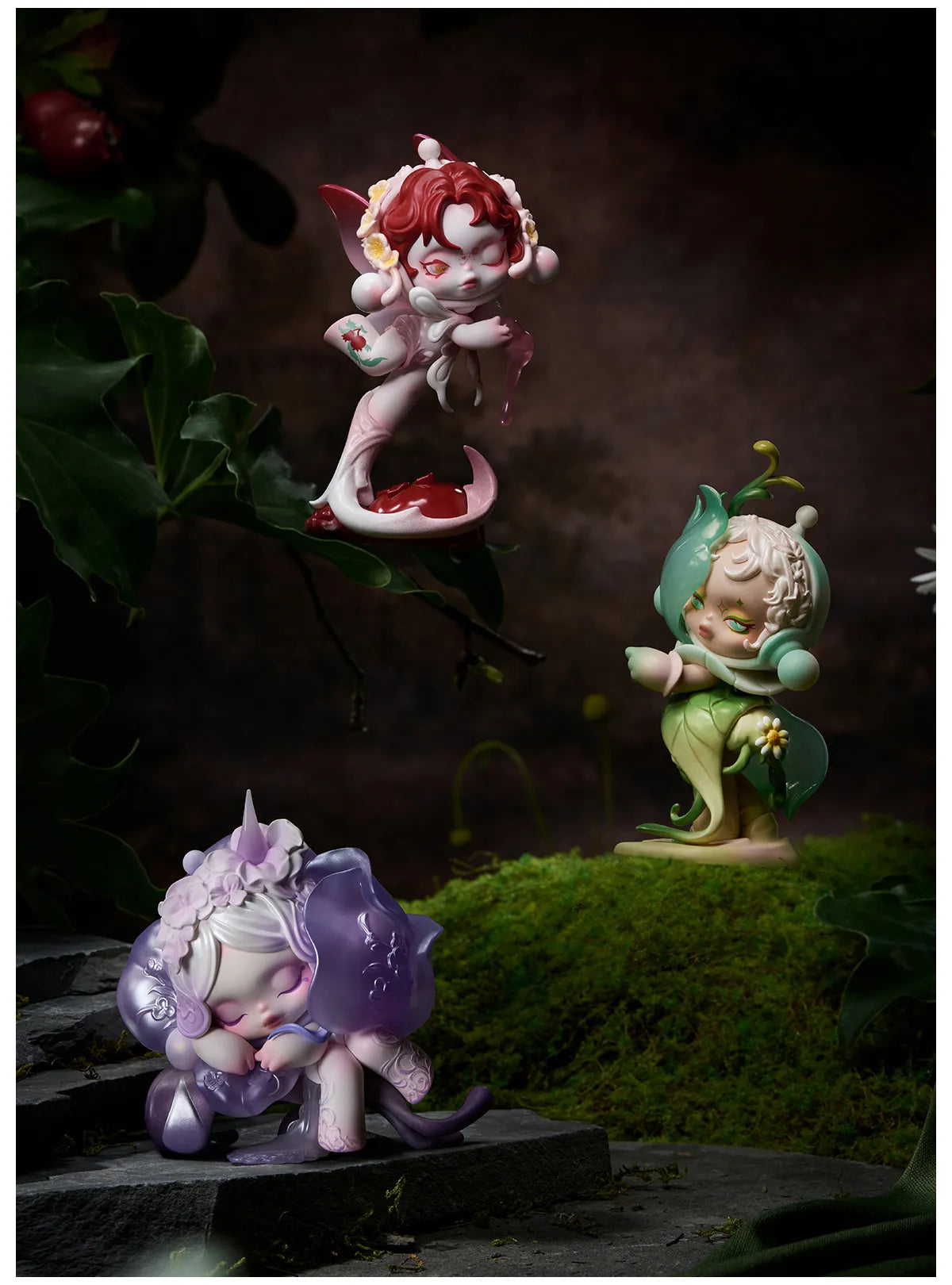 SKULLPANDA Petals in Four Acts figures